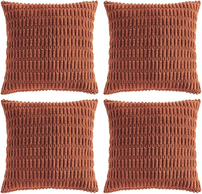Fancy Homi 4 Packs Rust Decorative Throw Pillow Covers 22x22 Inch by Fancy+Homi
