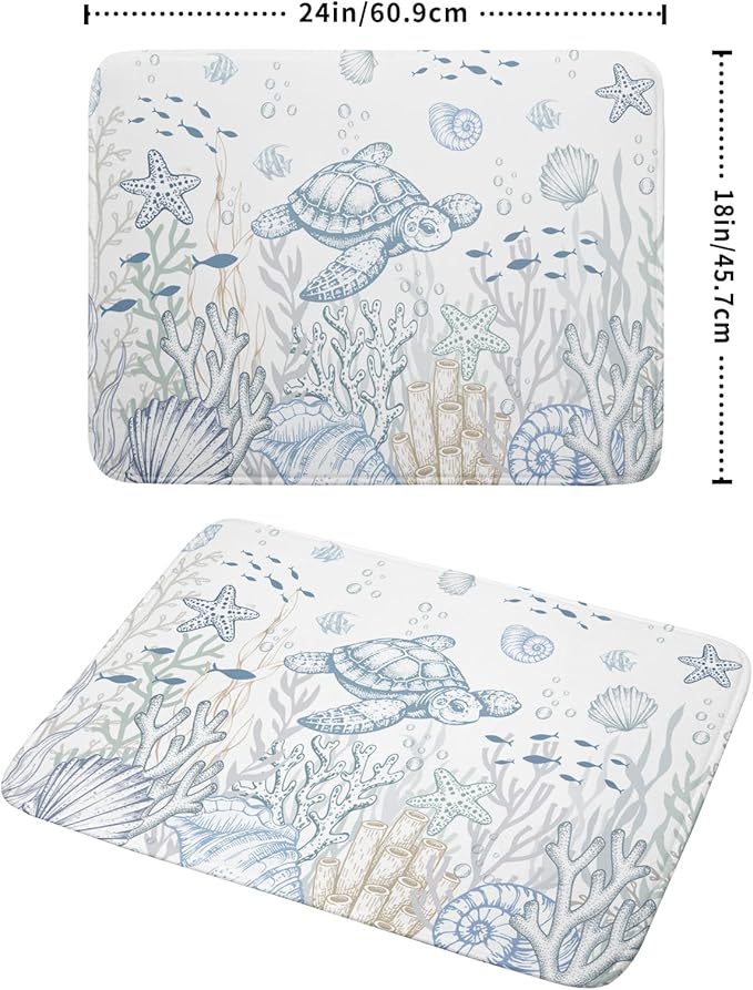 Giwawa Ocean Turtle Dish Drying Mat, Coastal Sea Tortoise Decorative Dish - Image 2