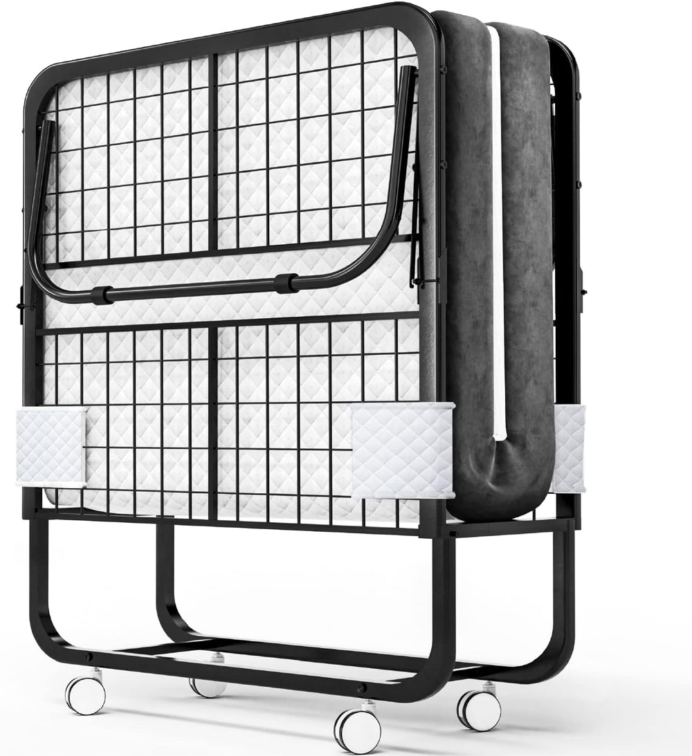 EconoHome Folding Bed with Mattress - 75x31 Cot Size Frame - Portable Rollawa...