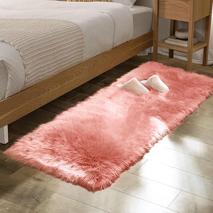 ORINOVA Pink Faux Sheepskin Fluffy Fur Rugs by ORINOVA