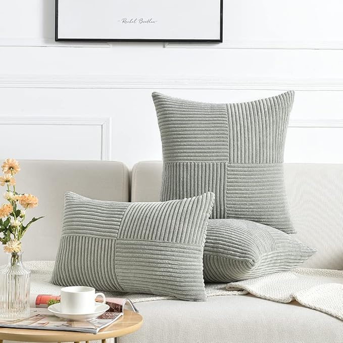 Fancy Homi 2 Packs Grey Lumbar Decorative Throw Pillow Covers 14x24 Inch - Image 6