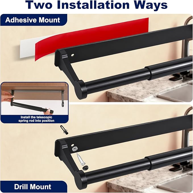 Black Paper Towel Holder Under Cabinet, Adhesive Paper Towel Holder Wall Mount - Image 5