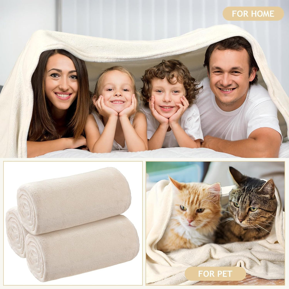 30 Pack Wedding Flannel Blanket for Guests, Beige, 50 x 60"