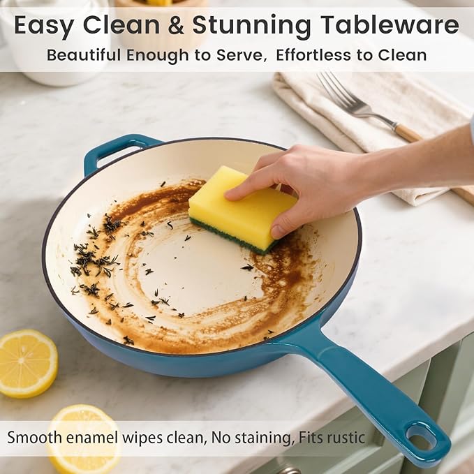 Hisencn Enameled Cast Iron Frying Pan Set, 3 Piece Set of Skillets, PFAS & PTFE - Image 4
