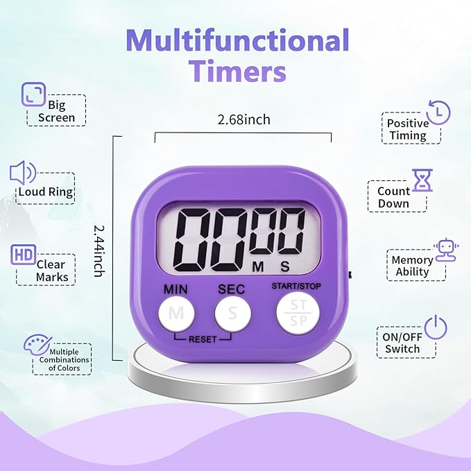 2 Pack Pack Digital Kitchen Timer Magnetic Digital Timer - Image 2