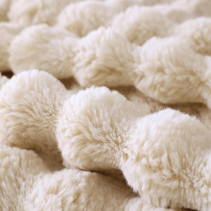 COOVA Faux Fur Throw Blanket for Couch, Cozy Soft and Fuzzy Plush Rabbit Fur