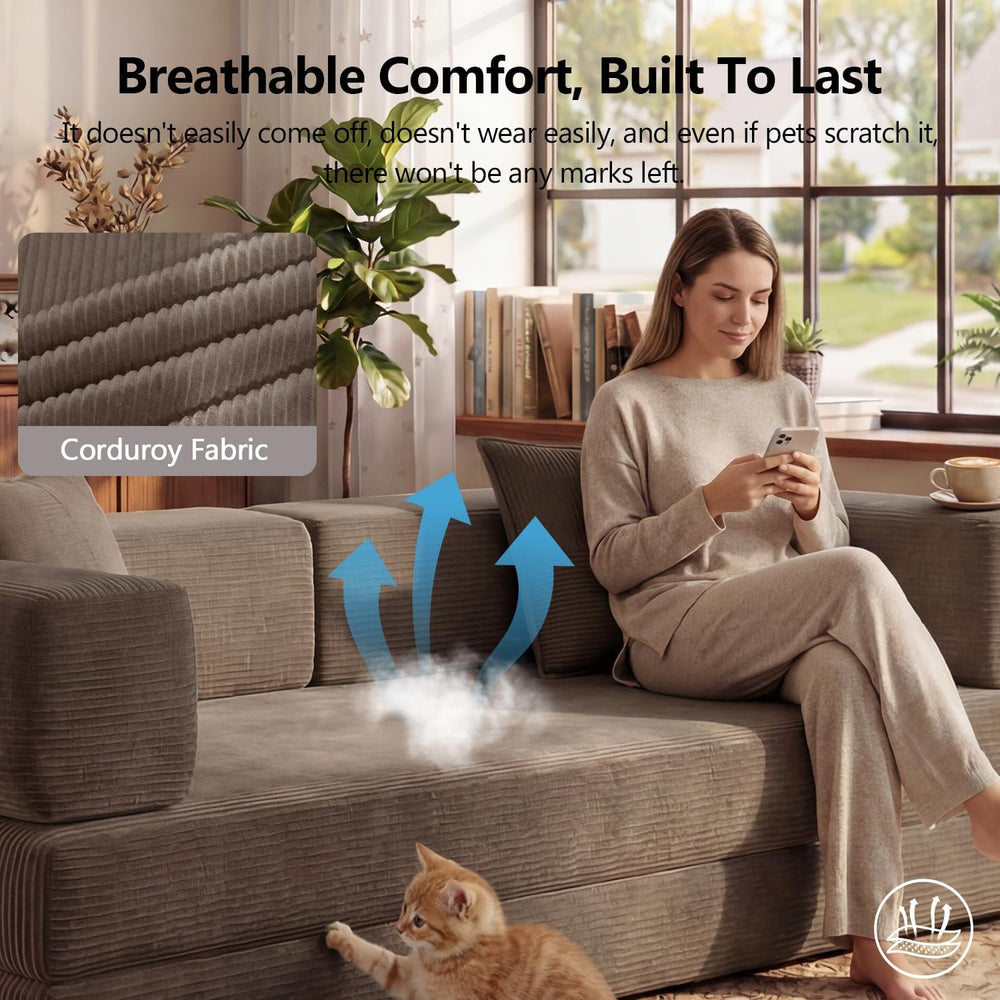 79" Convertible Futon Sofa Bed, Boneless Couch for Living Room