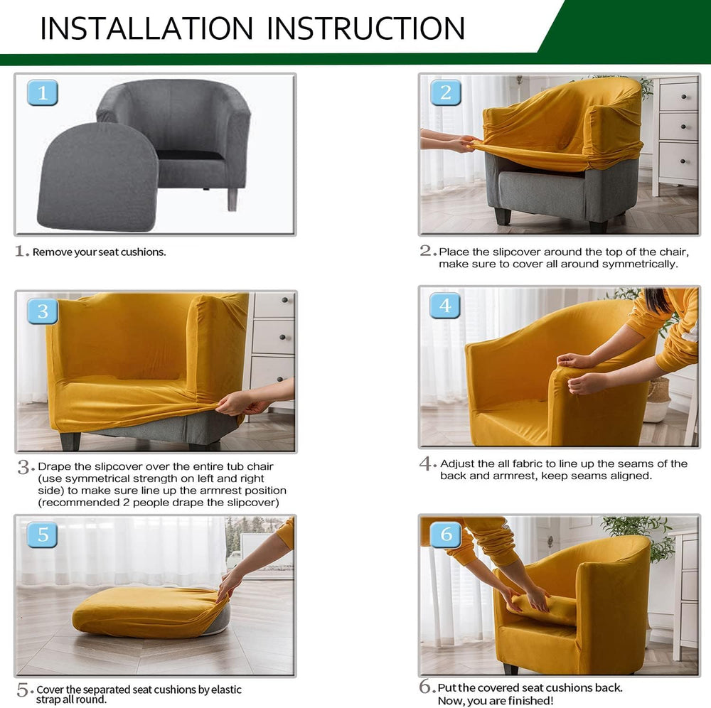 CRFATOP 2 Piece Barrel Chair Cover Stretch Club Armchair Slipcover