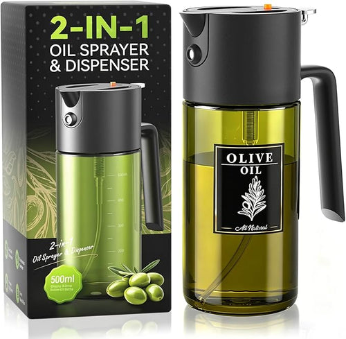 2-IN-1 500ml/17oz Light-Blocking Dark Oil Sprayer by Gelibo