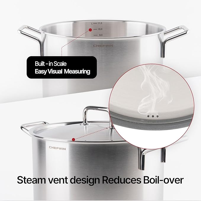 316 Stainless Steel 12.7 Quart Heavy Duty Stock Pot - Image 6