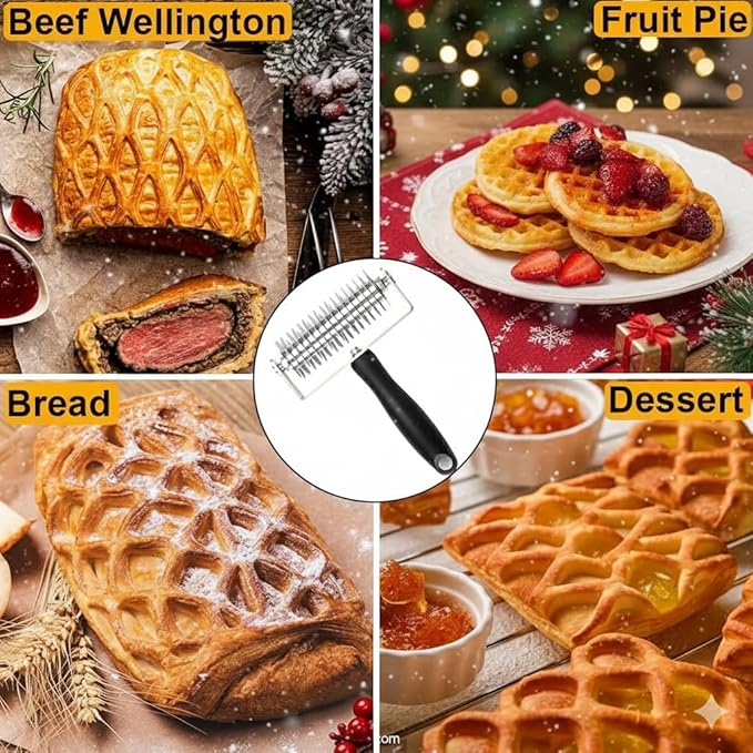 Pastry Lattice Roller Cutter, Stainless Steel Multi-Wheel Dough Cutter - Image 3