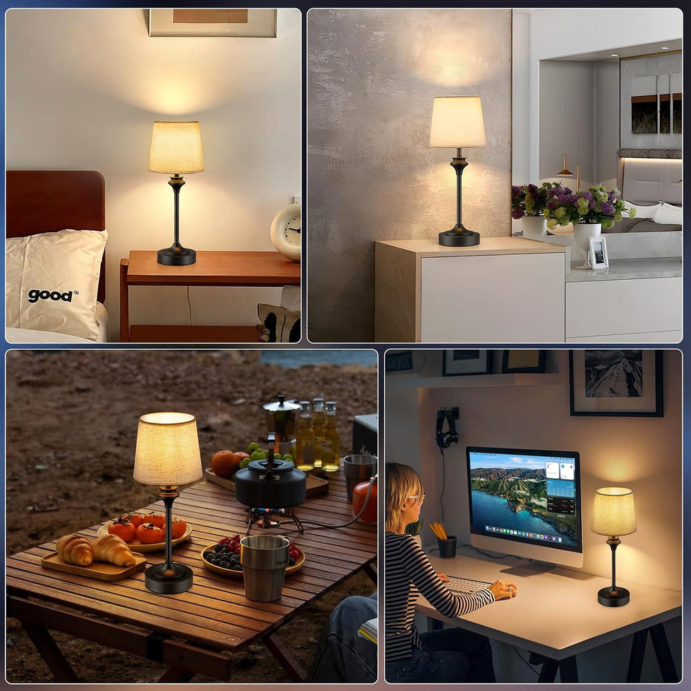 Portables Cordless Table Lamp,Flaxen Fabric Shade Battery Operated Lamp,5200m...