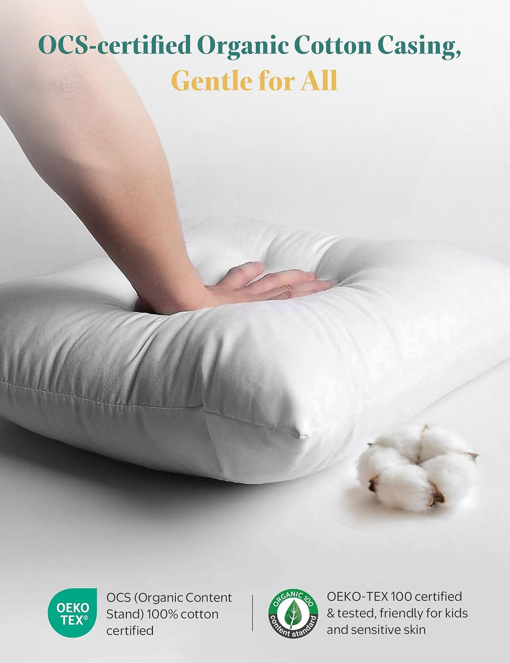 APSMILE Goose Feather Down Throw Pillow Inserts 18x18 Inch, Set of 2