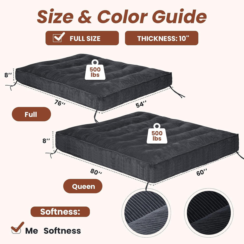 8" Futon Mattress Queen Size,Futons Sofa Couch Bed with Straps, Thick Co...