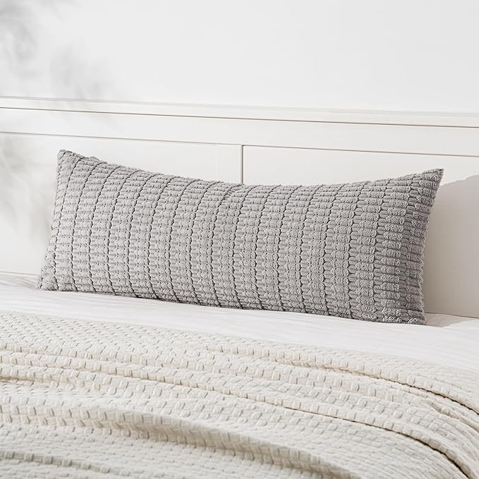 MIULEE Pack of 1 Light Grey Long Body Lumbar Decorative Throw Pillow Cover by MIULEE