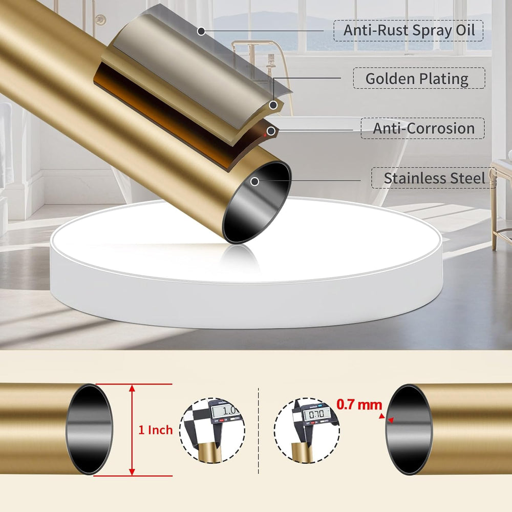 YNL Shower Curtain Rod 34-82 Inches (2.8-6.8ft) Adjustable Spring Shower Rod ...