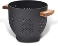 Metal Colander with Wood Handle and Stable Base, Powder Coated Steel Kitchen by Unknown