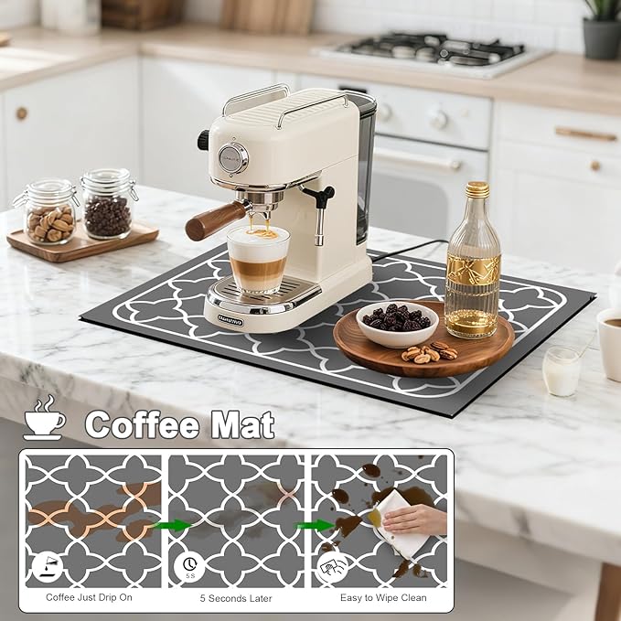 Dish Drying Mats for Kitchen Counter, Waterproof Coffee Mat for Countertop - Image 3