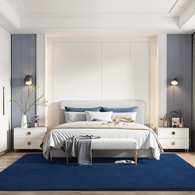 Amearea Modern Area Rugs for Bedroom Living Room, 4x6 Feet Navy Blue Thickened - Image 8