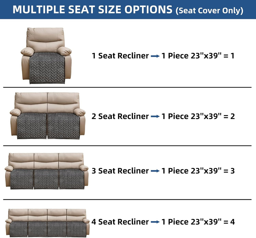 Eismodra Recliner Chair Covers,Recliner Covers that Stay in Place,Washable Recliner Slipcover for Large Recliner 3 Seater Sofa Couch Living Room Loveseat,Dark Gray 23 x 39 inches (Only 1 Piece)