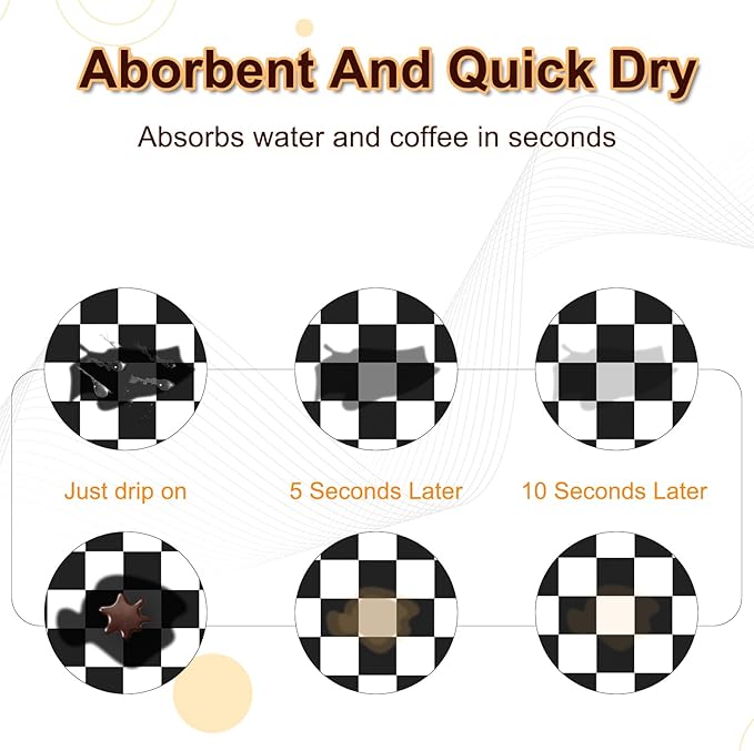 Dish Drying Mat for Kitchen, Checkered Coffee Station Mats - Image 3