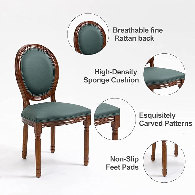 Nrizc French Country Dining Chairs Set of 6, Farmhouse Dining Chairs with Rou...