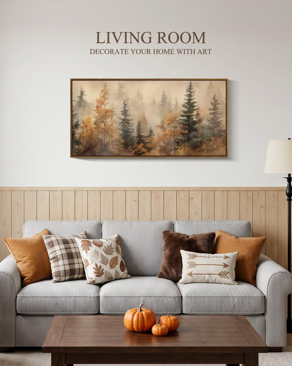 InSimSea Extra Large Framed Fall Wall Art, Forests Trees Landscape, 20x40in
