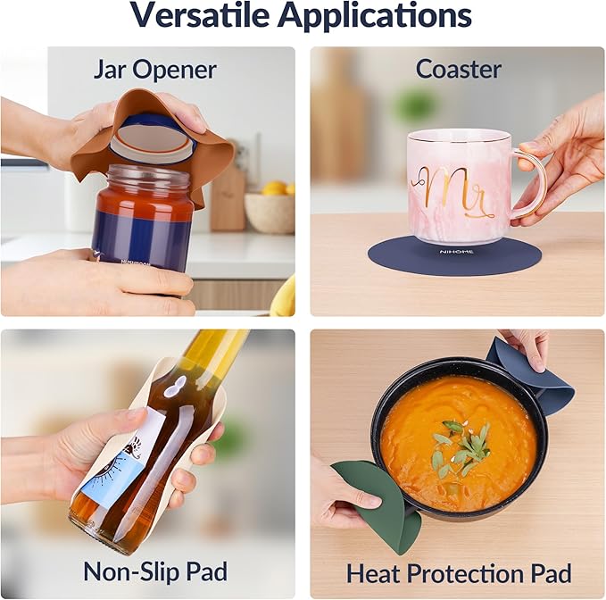 NIHOME Silicone Jar Opener – 6 Inch Large Anti-Slip Grip Pads, Premium 100% - Image 6