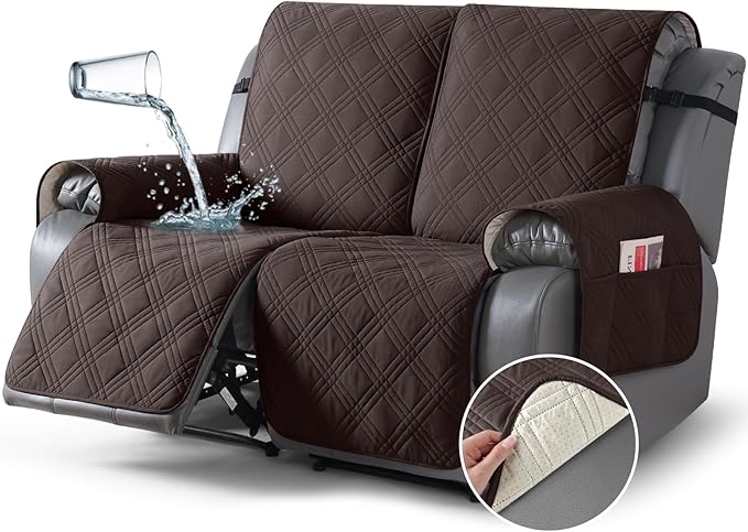 TAOCOCO 100% Waterproof Loveseat Recliner Cover, Non Slip Split Loveseat Covers by TAOCOCO