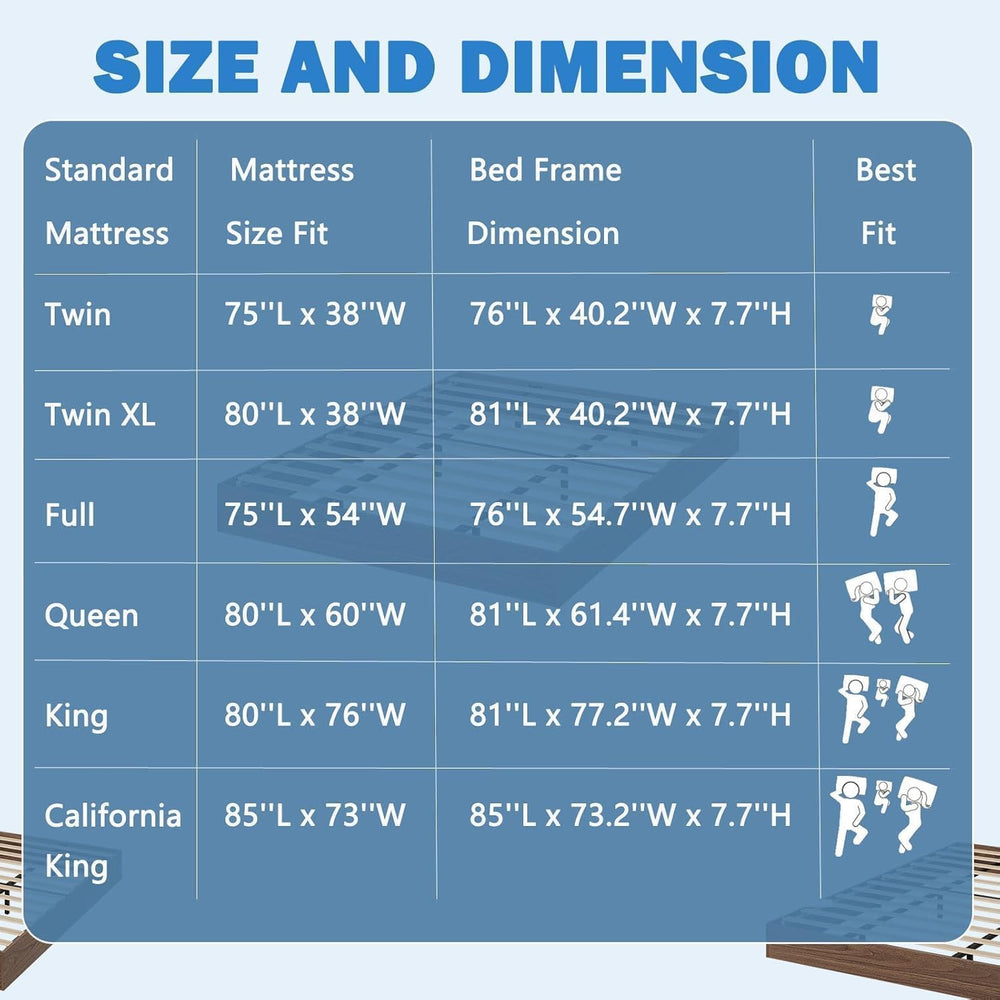 IDEALHOUSE Full Wood Platform Bed Frame with Low Profile Design