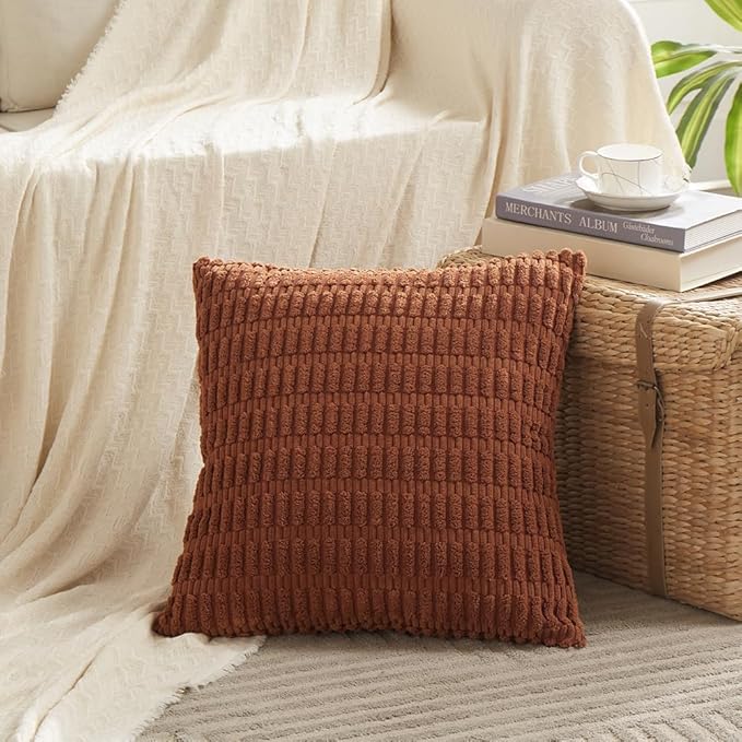 Fancy Homi 4 Packs Rust Decorative Throw Pillow Covers 16x16 Inch - Image 2