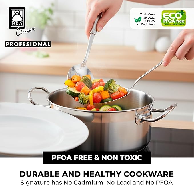 BRA COOKWARE Profesional 18/10 Stainless Steel Stock Pot w/Glass Lid | 9.5 Inch - Image 7