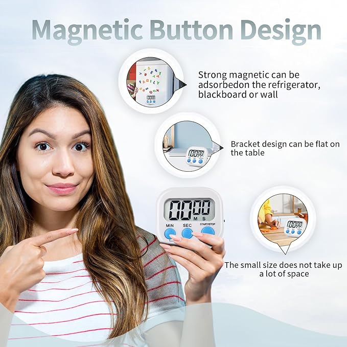 4 Pack Digital Kitchen Timer Magnetic Digital Timer - Image 5