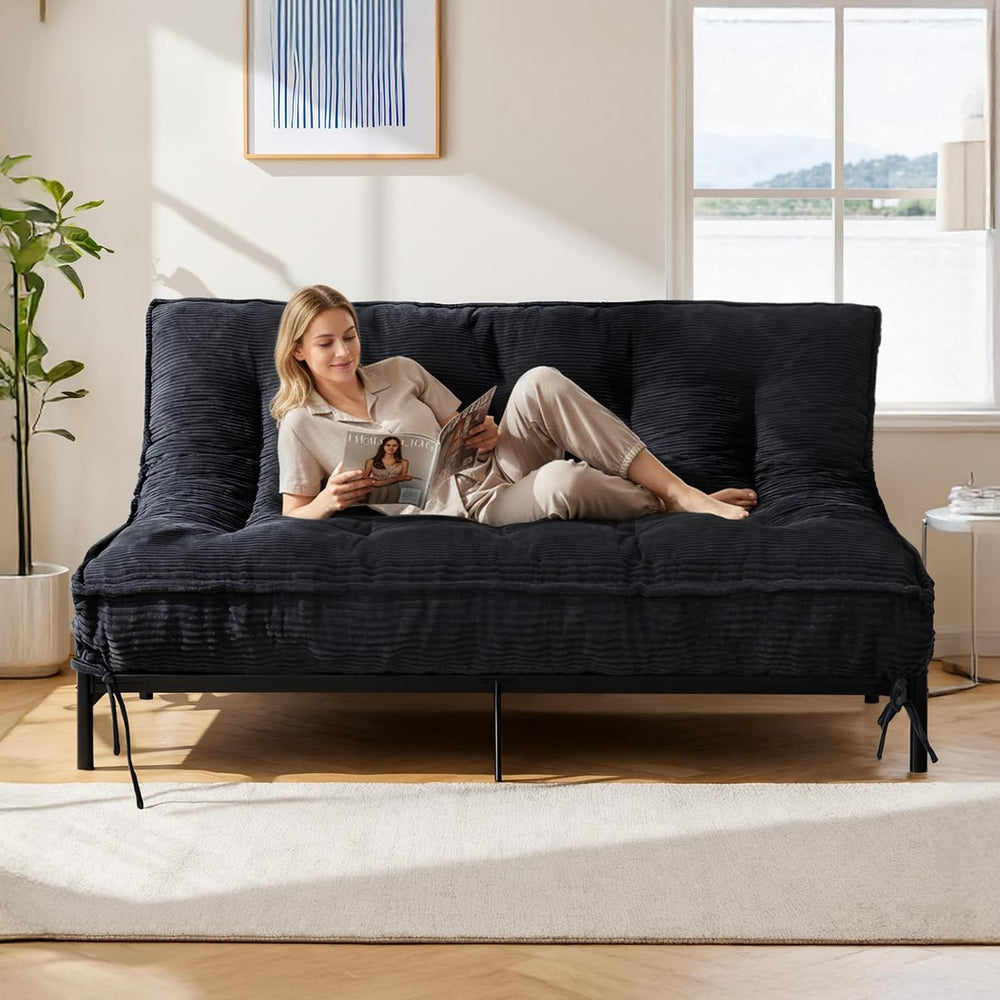 8" Futon Mattress Queen Size,Futons Sofa Couch Bed with Straps, Thick Co...
