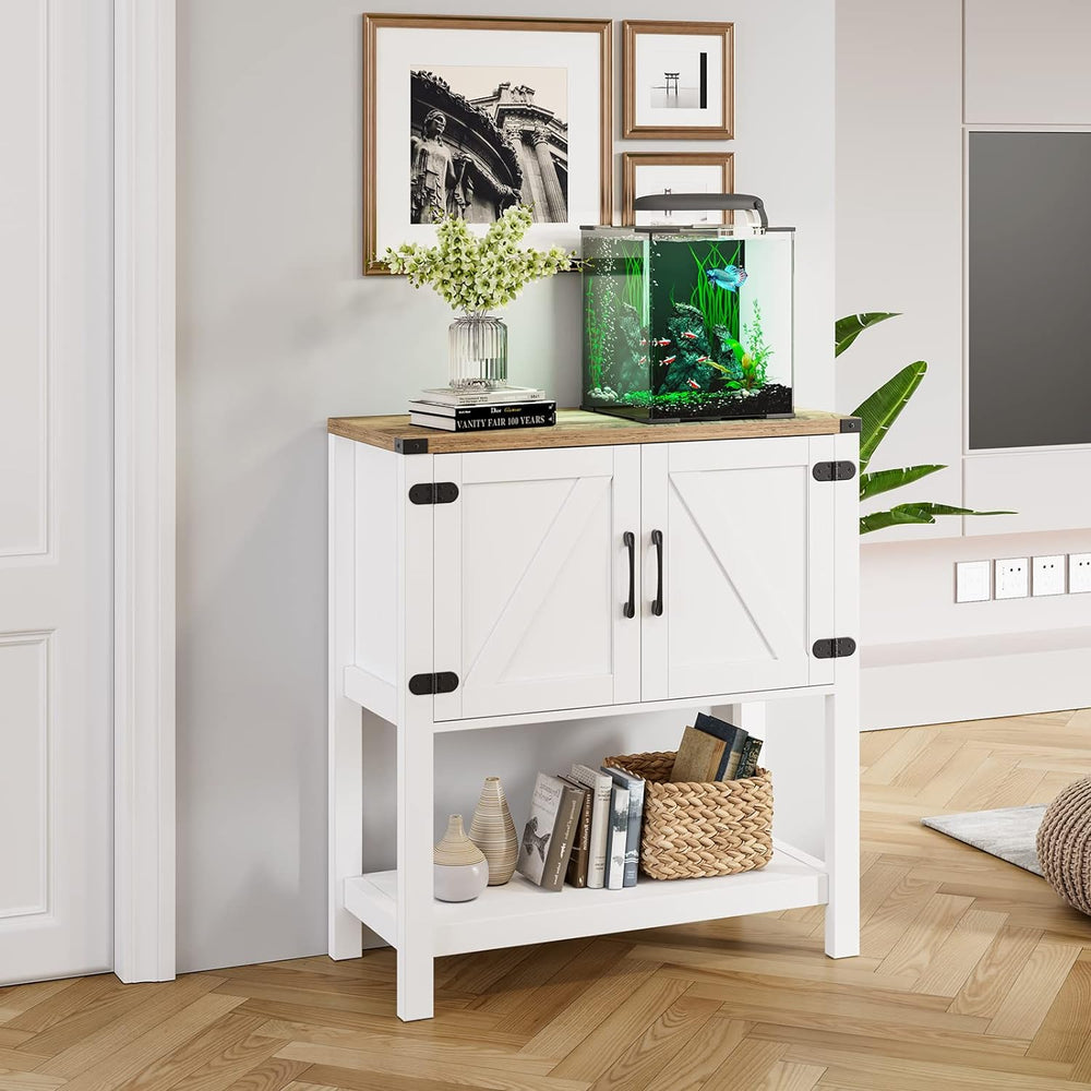 Mufico Console Table Coffee Bar Sofa Cabinet, 31.5Lx13.8Dx34.65H(White)