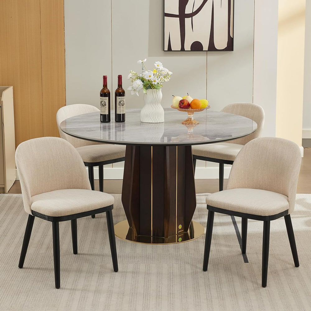 Upholstered Dining Chairs Set of 4,Modern Fabric Kitchen Side Chairs with Thi...