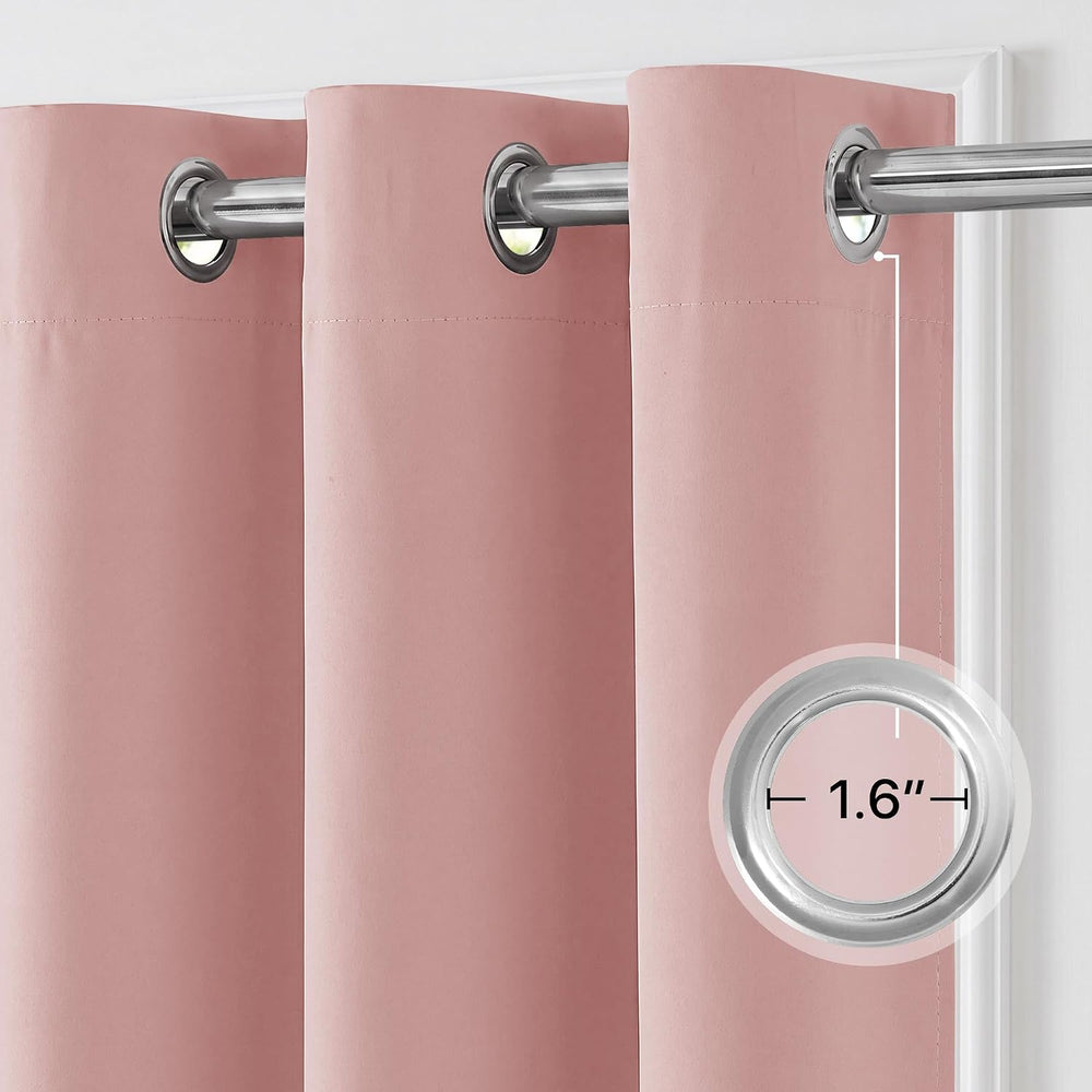 NICETOWN 100% Blackout Pink Curtains for Girls Room, W40xL72, 2 Panels