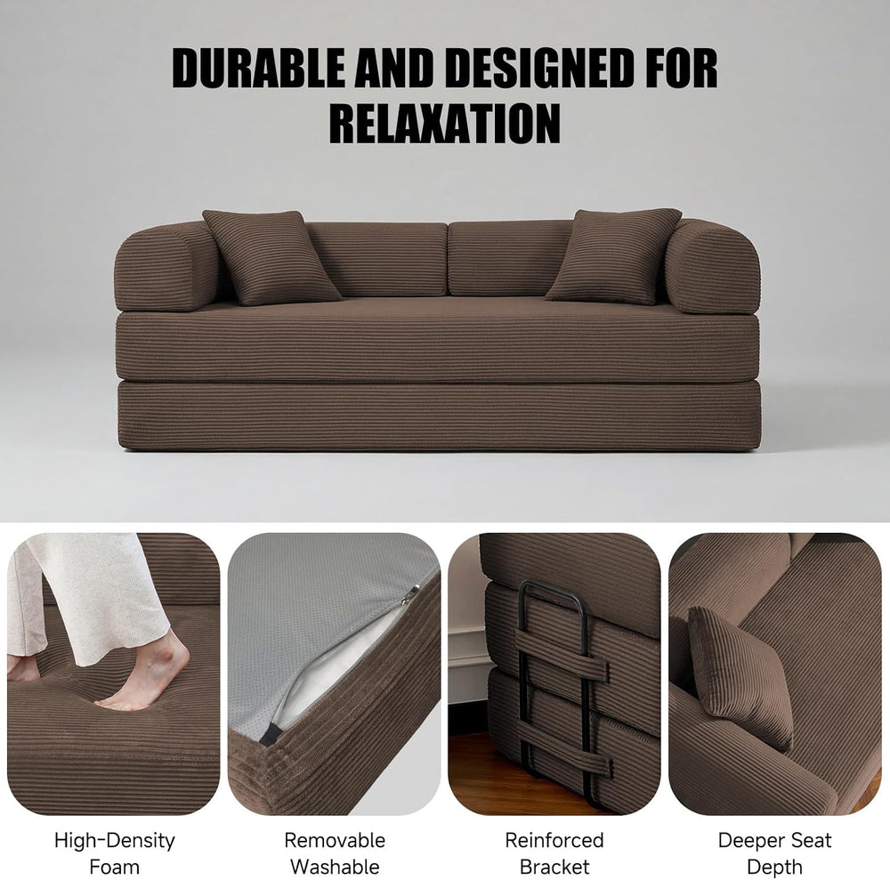 79" Convertible Futon Sofa Bed,5-In-1 Boneless Couch for Small Spaces