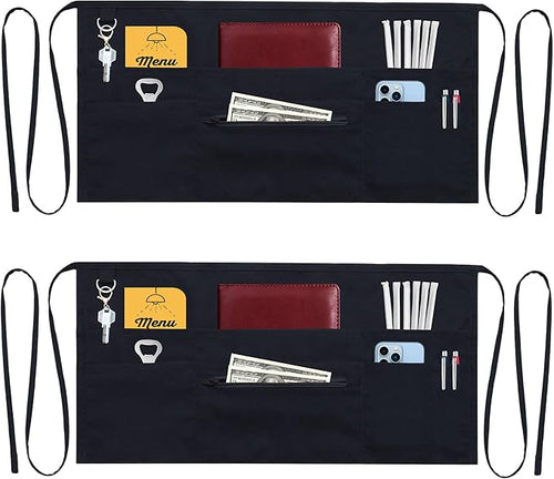 7 Pockets Server Aprons with Zipper Pocket by TEXVIDA