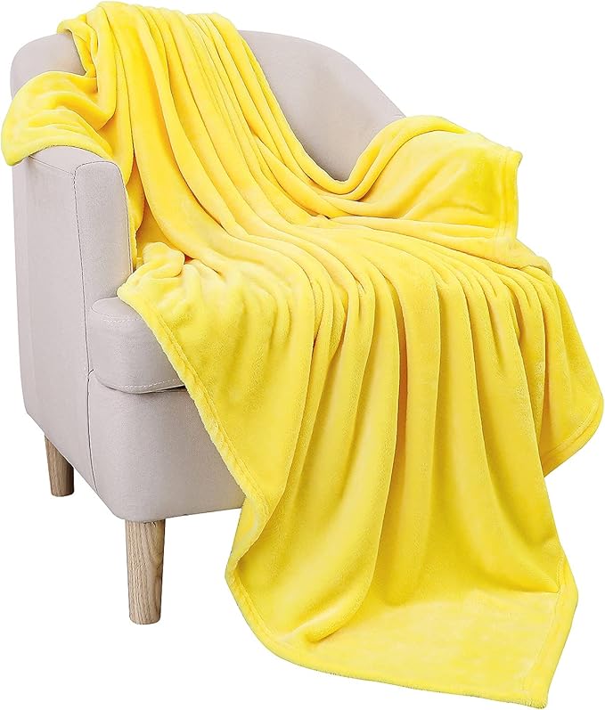 JIAHANNHA Fleece Blanket Twin Size Yellow 60 by 80 Inches Throw Blankets - Image 3