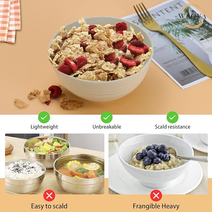 Wrova Wheat Straw Bowl Sets, Microwave and Dishwasher Safe Bowls, Kitchen Bowl - Image 5