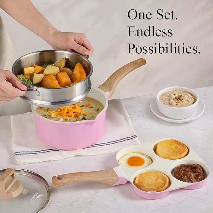 CAROTE 21 PCS Ceramic Cookware Set, Pots and Pans Set Non Stick, Pot and Pan Set - Image 6