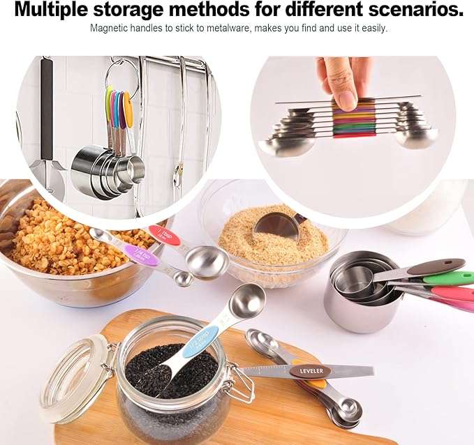 EDELIN Measuring Cups and Magnetic Measuring Spoons Set, Stainless Steel 5 Cups - Image 7