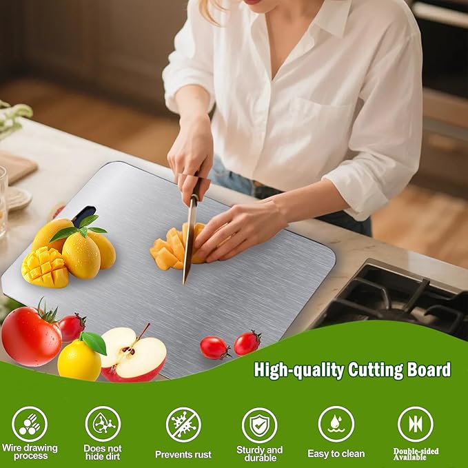 Stainless Steel Cutting Boards for Kitchen, 2026 New Upgrade Titanium Cutting - Image 4