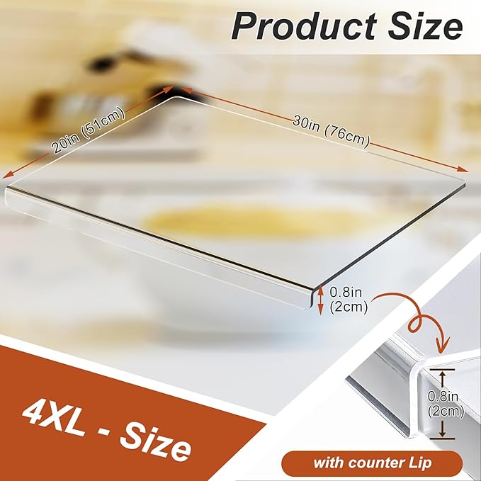 JJL Acrylic Cutting Board with Counter Lip, 30 x 20 Inches, and Vegetables - Image 5