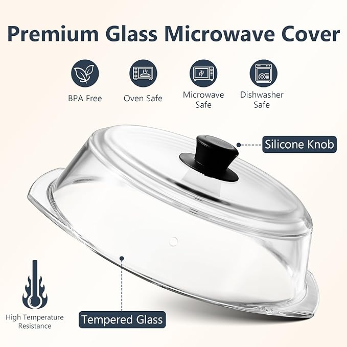 Glass Microwave Splatter Cover for Food Plates & Cookware - Image 3
