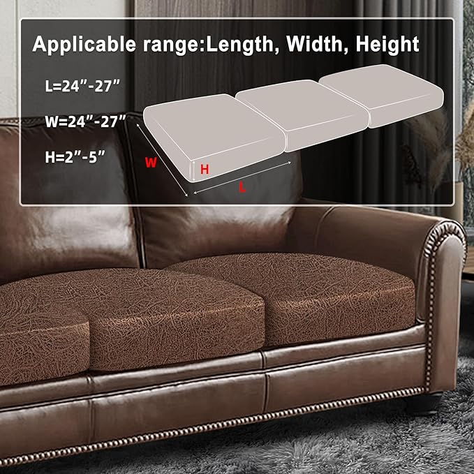 Leather Look Couch Cushion Covers Sofa Seat Slipcovers Sets Couches Furniture - Image 3
