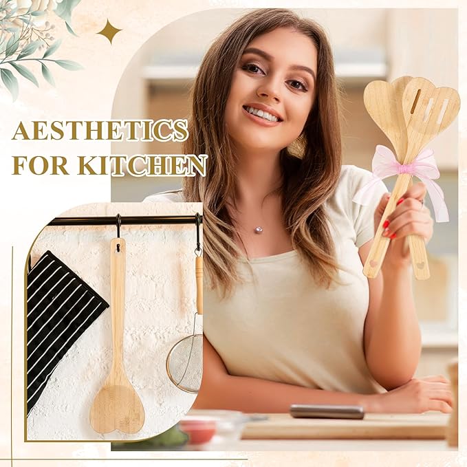 Reallnaive 24 Pcs Bamboo Spatula Wooden Kitchen Utensil Bulk 12''wood Spoon - Image 6