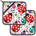 Ladybug Flower Pot Holder Set of 2, Heat Resistant Potholders Oven Hot Pads by Larkverk