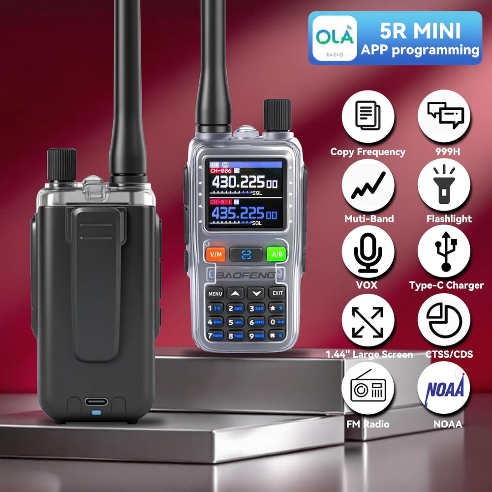 BAOFENG UV5RMINI Two Way Radio NOAA Weather Radio Dual PTT 999CH Survival Rad...
